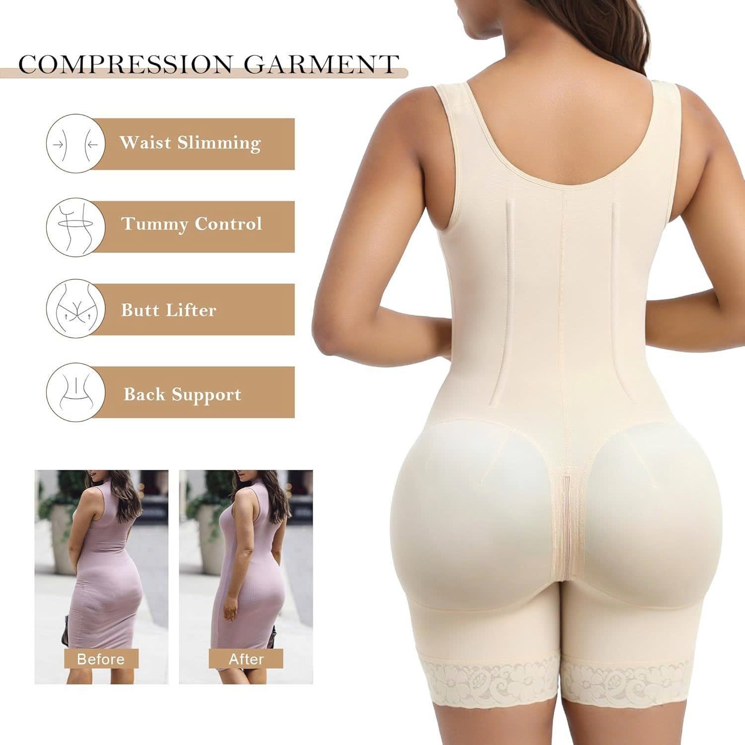 FULL BODY SHAPER WAIST TRAINER WITH ADJUSTABLE STRAPS AND MID-THIGH SHORTS