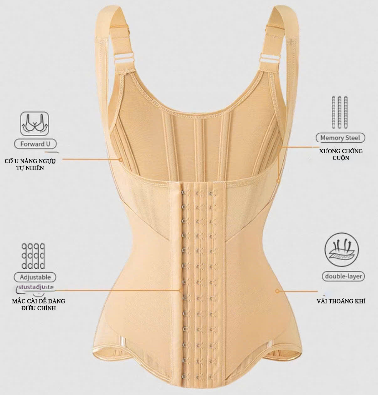 WAIST TRAINER CORSET BODY SHAPER WITH ADJUSTABLE STRAPS
